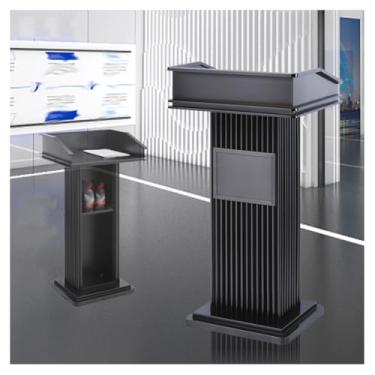 Imagem de SPXMQSS Suporte de púlpito para igreja, pódio de fala no chão com ampla superfície de leitura e prateleira de armazenamento para conferência escolar, escritório da igreja, 59 x 47 x 112 cm, ouro preto