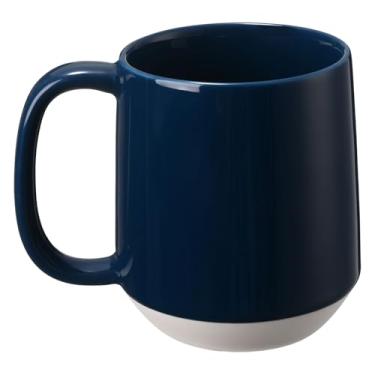 Imagem de Miicol Caneca de café de cerâmica, xícara de café grande de 473 ml, caneca de chá com alça, caneca de fundo plano para homens, mulheres, escritório, microondas e lava-louças, multicolorida, azul