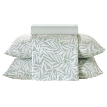 Imagem de Kit Jogo de Lençol Dohler 4 Peças Cama Casal Priori 100% Algodão, Palm