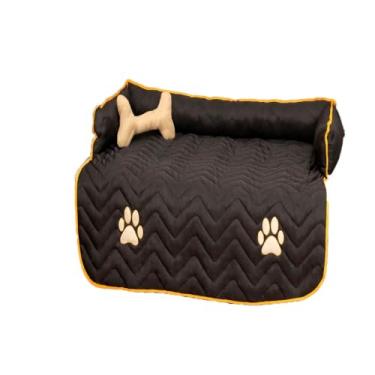 Imagem de Protetor de Sofá para Cães e Gatos, Cama Almofadada Matelassê, 86 x 42 x 15 cm, Lavável com Zíper, Enchimento em Flocos de Espuma, Preto, Quadrado, Liso