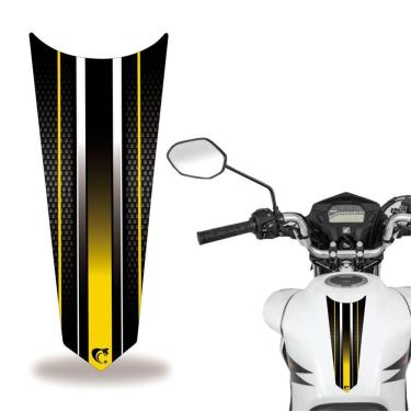 Imagem de Adesivo Faixa Gravata Tanque Moto Listra Carbono Amarelo
