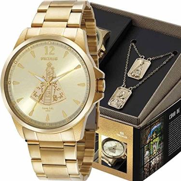 Imagem de Kit Relógio Masculino Seculus + Escapulário 20968GPSKDA1K1