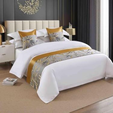 Imagem de Cachecol para cama de hotel, colcha luxuosa, decoração sem desbotamento, proteção de cama para quarto toalha de cama resistente a rugas para solteiro, queen king, tamanho cinza||50 x 240 cm para cama