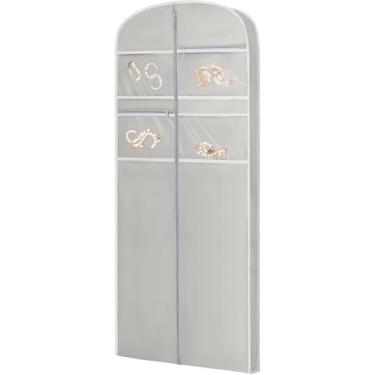 Imagem de Bolsa de roupa de 182 cm para viagem para pendurar roupas armazenamento capa de terno pendurado com zíper e armazenamento de acessórios para casacos, vestidos, ternos