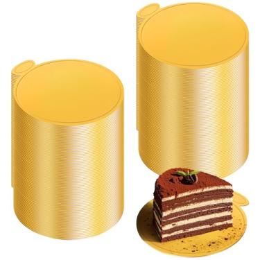 Imagem de KintKita Mini tábuas de bolo redondas 120 peças, pratos de sobremesa de papelão de 8 cm descartáveis, base de cupcake Platos para mini pudim mousse para exibição de panificação, casamento e