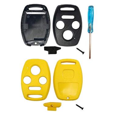 Imagem de Capa de reposição para chave de controle remoto com entrada sem chave para Honda 2003-2012 Accord / 2006-2013 Civic EX / 2009-2015 Pilot / 2005-2006 CR-V para chave de carro (1 preto + 1 amarelo)