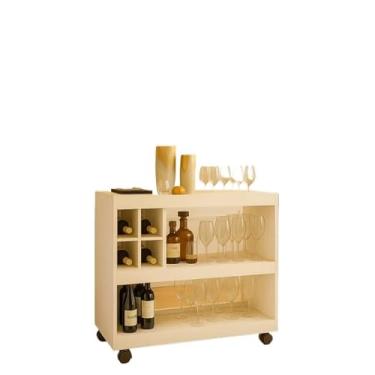 Imagem de Aparador De Sala De Estar Com Gavetas, ArmáRio Para Vinhos E RodíZios(Off white)