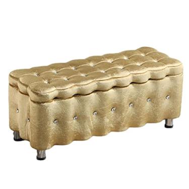 Imagem de FAMEOYA Caixa otomana de armazenamento retangular banquinho otomano com tampa articulada, simplicidade nórdica, sala de estar, sofá, banco, quarto, cama, banco, sala de estar, trocador de sapatos (cor