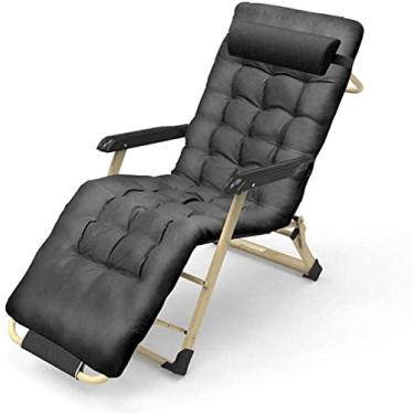 Imagem de YYBOES Cadeiras reclináveis de gravidade zero reclináveis de jardim espreguiçadeiras portáteis poltronas dobráveis cadeiras de praia - cinza-cinza + almofada de algodão grosso