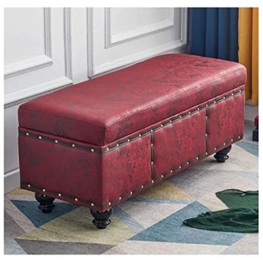 Imagem de FAMEOYA Banqueta de sofá multifunções | Banco de armazenamento para troca de sapatos | Caixa de armazenamento Loja de roupas | Banco de descanso para loja de sapatos | Banco longo para cama de quarto