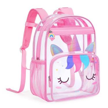 Imagem de Mochila transparente mommore Unicorn para crianças de 4 a 8 anos, resi