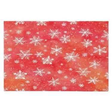 Imagem de CEBUGI Tapete de área 60 x 90 cm macio lavável tapete antiderrapante com revestimento de borracha flocos de neve brancos tapetes de área para sala de estar, quarto, decoração de casa