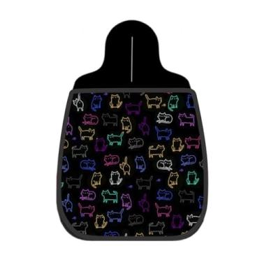 Imagem de Lixeira De Carro Organizador Neon Contorno Gatos Coloridos Preto