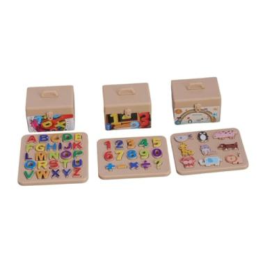 Imagem de KiBcsLic Quebra-cabeça de Blocos com Letras E Números para Casa de Bonecas, Escala 1:12, com Enfeites em Miniatura Do Alfabeto ABC, Números E Animais para Arte, com caixa de armazenamento