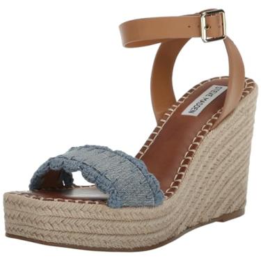 Imagem de Steve Madden Sandália feminina Undone Wedge, Jeans Multi, 37