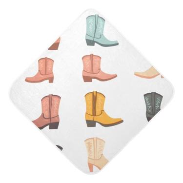 Imagem de STAYTOP Lindas botas de cowboy toalhas de bebê com capuz de musselina, toalha de banho super macia, toalhas de banho absorventes para banho recém-nascido unissex 76 x 76 cm
