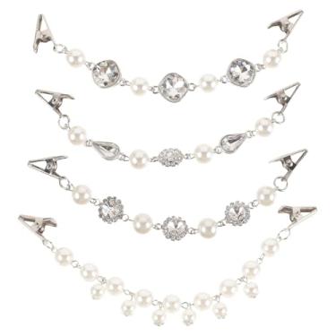 Imagem de VILLCASE 4 peças de suéter vintage clipes de pérola clipes de broche xaile fivelas de colarinho para casacos e acessórios de roupas