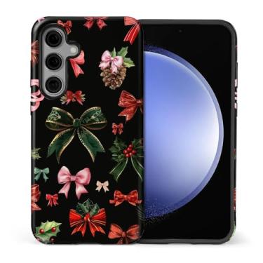 Imagem de CARLOCA Capa para Samsung Galaxy S25 FE, lindo design de laço de Natal - proteção dupla híbrida TPU macio + PC rígido, capa antiarranhões à prova de choque masculina e feminina elegante capa protetora