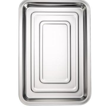 Imagem de Bandeja Retangular Inox 36x27cm Restaurante Garçom Festas Café da Manh