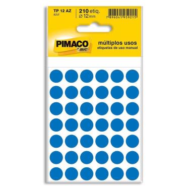 Imagem de Etiqueta Adesiva Redonda 12mm Azul Pimaco Com 210 Unidades