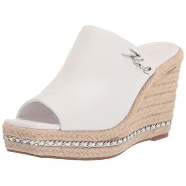 Imagem de Karl Lagerfeld Paris Sandália anabela feminina sem cadarço, Branco brilhante, 10