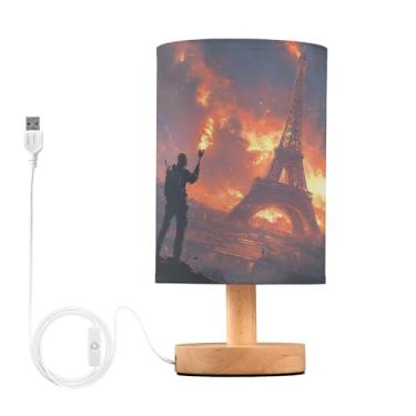 Imagem de Joisal Silhueta com tochas Torre Eiffel Candeeiros de mesa para os olhos, abajur de mesa de cabeceira, luz de quarto