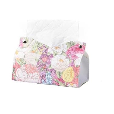 Imagem de 1 peça de capa de caixa de lenços de papel quadrado capa de cubo de tecido PU organizador de lenços padrão de pintura a óleo para banheiro, mesa, escritório, casa, cozinha