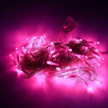 Imagem de Corda de Luz LED de Natal Cor Quente 10/20/30m, Conector Universal 110V-220V, Iluminação Decorativa para Ambiente Festivo, Sala, Jardim e Decoração de Festa(15M-220V-Rosa)