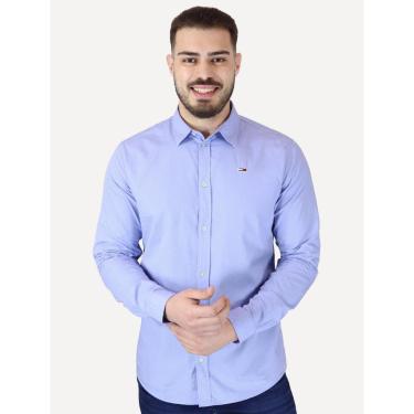 Imagem de Camisa Tommy Jeans Masculina Regular Entry Poplin Azul Celeste-Masculino