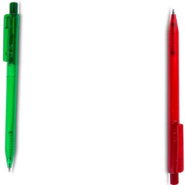 Imagem de Caneta Esferográfica em Alumínio Reciclado, Retrátil, Escrita Azul, Corpo Emborrachado, Ponta Touch, Refil Tipo Parker, Ambidestro, 15g (Verde e Vermelho)