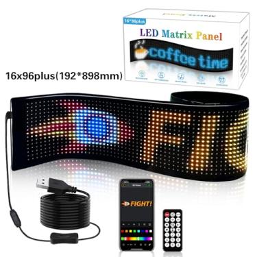 Imagem de Olho do Demônio Dinâmico para Carro, Tela de LED Flexível Programável 90x19 cm com Controle por APP, Sinal Luminoso Piscante para Para-brisa de Carros, SUVs e Caminhões