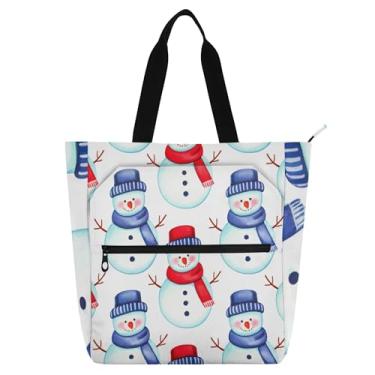 Imagem de Linda bolsa de trabalho de inverno com bonecos de neve para mulheres, lona, praia, escola, bolsas, professores, livros, presente