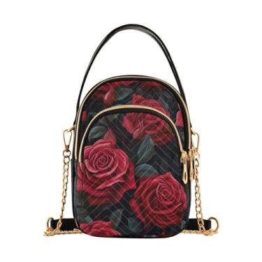 Imagem de Bolsa tiracolo branca com bengala doce, bolsa tiracolo feminina, bolsa tiracolo pequena para mulheres, Textura de rosas abstrata-2, One Size