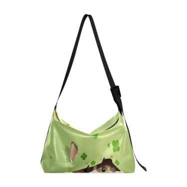 Imagem de GAIGEO Bolsa tiracolo grande de pele de zebra preta e branca, bolsa tiracolo de couro grande, bolsa tiracolo feminina de couro, Papel verde amarelo para cães, One Size