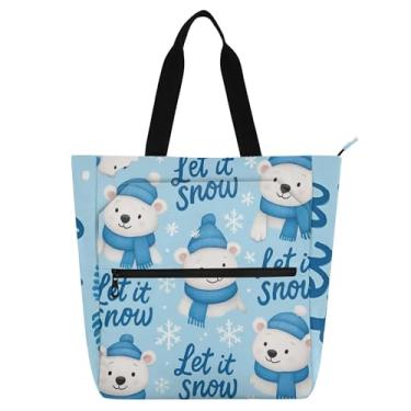 Imagem de Sacola feminina azul com ursos de desenho animado fofos, para trabalho, faculdade, escola, bolsa utilitária, escritório, presente para amantes de livros