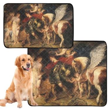 Imagem de TSENQUE Rubens Prints Perseus Andrômeda Almofadas de xixi laváveis para animais de estimação reutilizáveis para gatos tapetes impermeáveis antiderrapantes para treinamento de filhotes à prova de