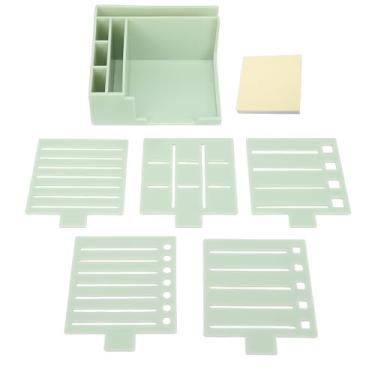 Imagem de POCREATION Conjunto de Estêncil de Nota Pegajosa, Suporte Multifuncional Com 5 Estênceis e 100 Blocos de Notas de Folha, para Sala de Aula, Escritório e Casa (GREEN)