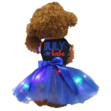 Imagem de Petitebella 4 de julho vestido para cachorro bebê (LED preto/azul, 3GG)