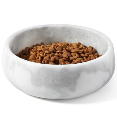 Imagem de Karibiber Tigela de mármore para cães, 2,3 kg, antiderrapante, para cães e gatos, prato de cachorro com peso sem ponta, tigela de água e comida durável, fácil de limpar, comporta 4 xícaras