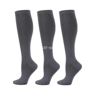 Imagem de Meias De Compressão Unissex 3 Pares Circulação Sanguínea Corrida Anti-