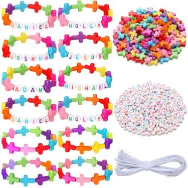 Imagem de Highergo Pulseira de Páscoa para mulheres, conjunto de pulseiras com contas cruzadas, presente faça você mesmo, kit de artesanato com contas de 2,94 cm, cordão elástico para Páscoa