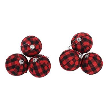 Imagem de Acouto Preto e Enfeites 6 Pcs 70mm 2.76 Polegada Enfeites Bolas de Decoração de Árvore Bolas de Decoração de Ano Ornamento - Acentos de Decoração de Casa (Cheque Vermelho e Preto)