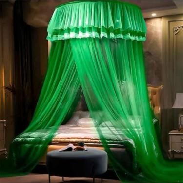 Imagem de Mosquiteiro de Teto Gigante 14m com Abertura Lateral para Cama Box Queen e King | Luxo Indiano(BOX/QUEEN C/ABERTURA LAT,verde)