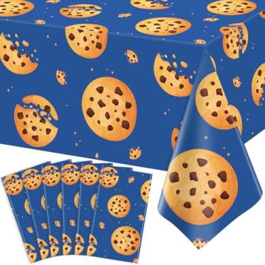 Imagem de Pacote com 6 toalhas de mesa de festa de aniversário com gotas de chocolate, tema de biscoito, taco, toalha de mesa, para chá de bebê, chá da tarde, coco, feriado, piquenique, acampamento, 138 x 213