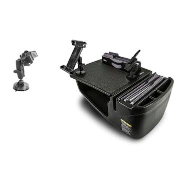 Imagem de AutoExec Mesa de carro Efficiency FileMaster para sua estação de trabalho de veículo e escritório móvel, preta, com suporte para telefone, suporte para tablet e suporte de sucção para telefone