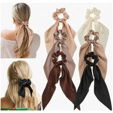 Imagem de 6 peças de elásticos de cabelo, bonitos e minimalistas, elásticos e sem costura, adequados para uso diário feminino, rabo de cavalo, maquiagem, lavagem, deslocamento, esportes, escola, festa, férias
