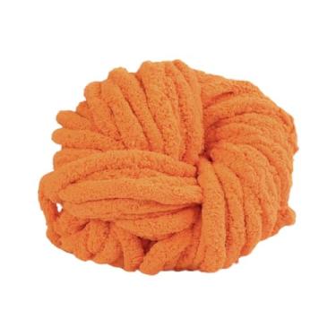Imagem de Baoblaze Fio de chenille grosso para tricô, 2 cm (0,8 polegadas), fio para tricô manual para tapeçaria, tapetes, macramê e cachecóis, Amarelo Alaranjado
