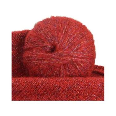 Imagem de Fio De Lã Mohair Brilhante Em Pacote Grande De 250g, Colorido Com Glit