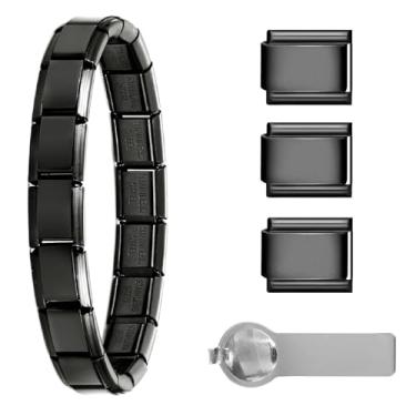 Imagem de papasgix Pulseiras italianas com berloques italianos, pingentes italianos de aço inoxidável de 9 mm, destacáveis, personalizados, [ADJUSTABLE], Aço inoxidável, Sem Pedra Preciosa