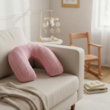 Imagem de Almofada de Amamentação em Tricot com Zíper Formato em U 37x45x13cm Enchimento Siliconado Hipoalergênica Rosê